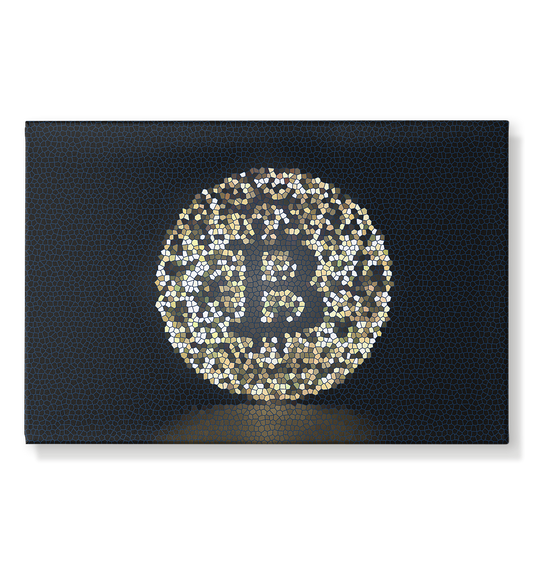 Bitcoin Münze - Mosaik Style - Leinwand 60x40cm