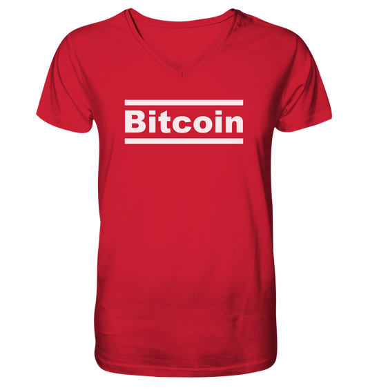 Bitcoin T-Shirt Typo Lines - Männer Organic V-Ausschnitt Shirt