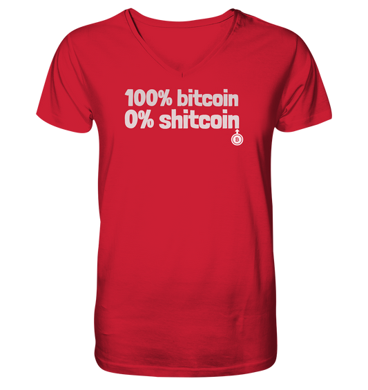 100% bitcoin - 0% shitcoin  - Mens Organic V-Neck Shirt