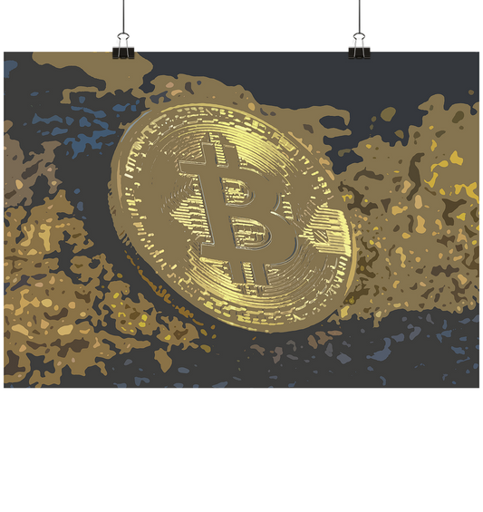 Bitcoin Münze Style V2 - Poster Din A2 (quer)